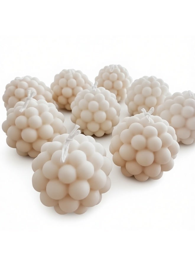 Decorative Ball Shaped Candle, White, Scented, Sphere Design, 4pcs - Image 4